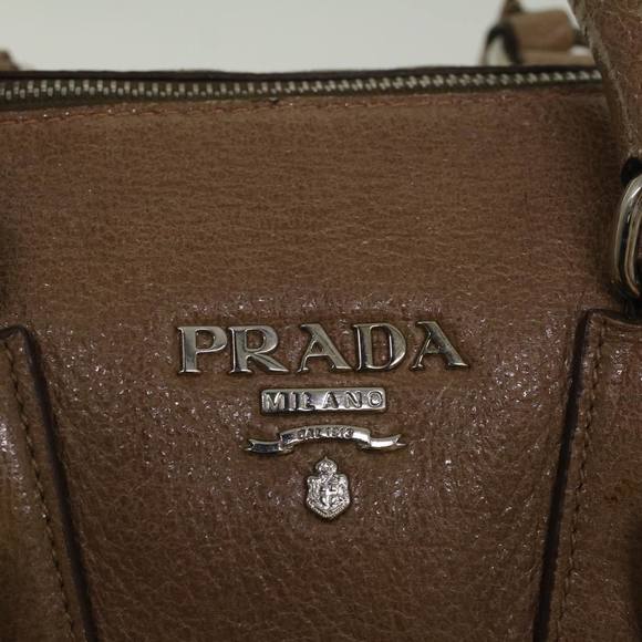 PRADA Hand Bag Leather Brown Auth yb407 - Picture 15 of 16